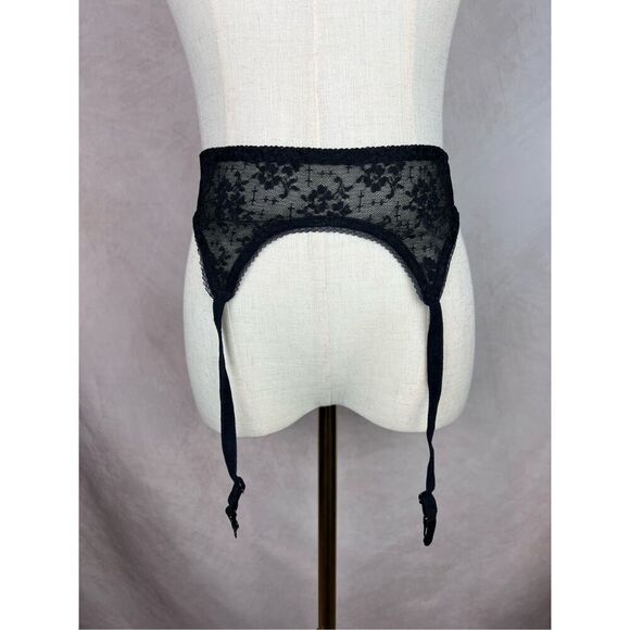 Vintage Black Lace Garter Belt Small XS 1990s Pinup - Picture 1 of 6